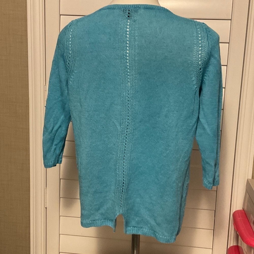Talbots Teal Women's Blouse - Picture 6 of 14
